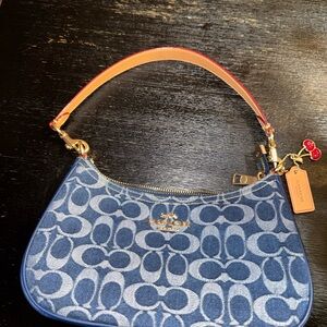 Coach Signature Blue and Tan Shoulder Bag